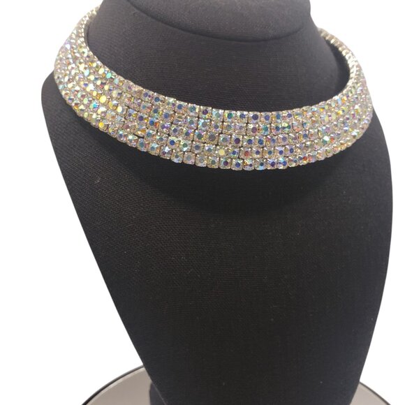 Vintage 5 Row Aurora Borealis Choker - Picture 4 of 12
